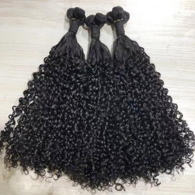 China 11A Double Weft Human Hair Extensions Pixie Curly Bundles With Lace Frontal Closure for sale