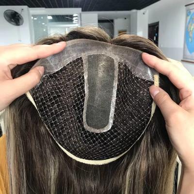 China 100% Raw Women'S Toupee Human Hair Toppers Fishnet Replacement For Ladies for sale