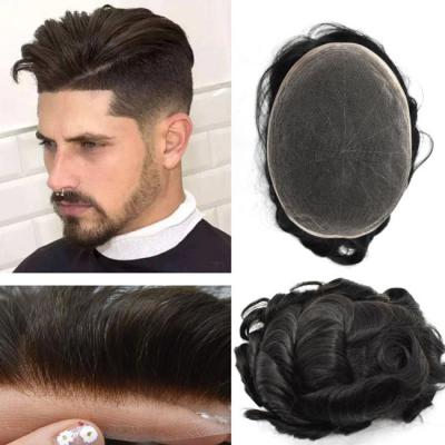 China Full Swiss Lace Mens Toupee Human Hair Super Thin 8inch ODM for sale