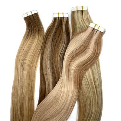 China 100% Virgin Remy European Tape Human Hair Extensions Invisible Double Drawn Natural Looking for sale