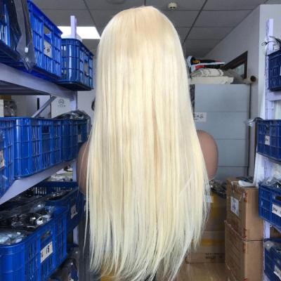 China OEM 613 Cuticle Aligned Virgin Hair Vendors Blonde Lace Closure Wig 30 inch for sale