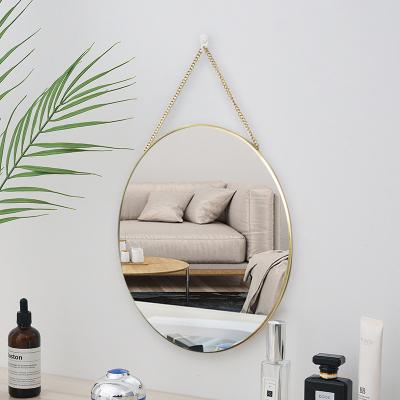 China Wall Mounted Decorative Round Mirror Gold Square Vanity Metal Rmirror Bathroom Hanging Mirror for sale