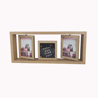 China Home Deco Classic Handmade Eco - Friendly Natural Wood Color MDF Two Sides Rotating Frame for sale