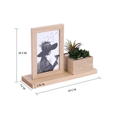 China Eco-Freindly 4x6 Collage Picture Frame Craft MDF Wooden Picture Frames With Artificial Plants For Table Decor for sale