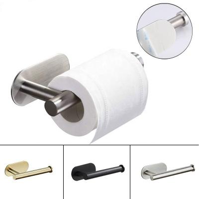 China Modern Self Adhesive 304 Stainless Steel Toilet Paper Roll Holder Toilet Paper Roll Holder Brushed Black Gold for sale