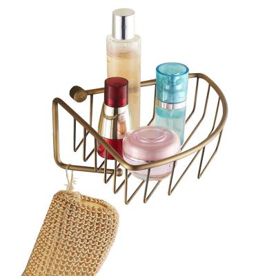 China Wall Mounted Type Bronze Brass Trolley Shampoo Holder Bathroom Corner Shower With Hook Wire Shower Shelf for sale