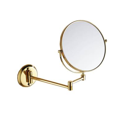 China Round Wall Mount Magnifying Makeup Mirror Stainless Steel Movable Shaving Mirror for sale