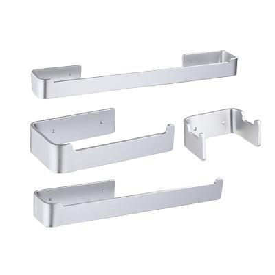 China Black Accessories Bathroom Hardware Sanitary Set Modern Self Adhesive Aluminum Bathroom Accessories for sale