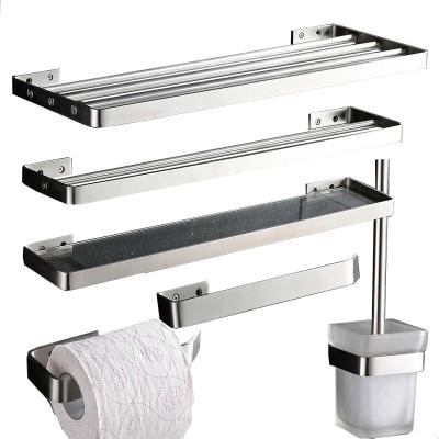 China Modern 304 Stainless Steel Bathroom Accessories Set Bathroom Hardwares Sanitary Hardwares Towel Rack Brushed Polish for sale