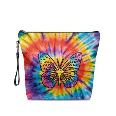 China Durable Wholesale PU Cosmetic Bags Women Toiletry Storage Butterfly Printed Waterproof Portable Wash Bag Makeup Travel Pouch for sale