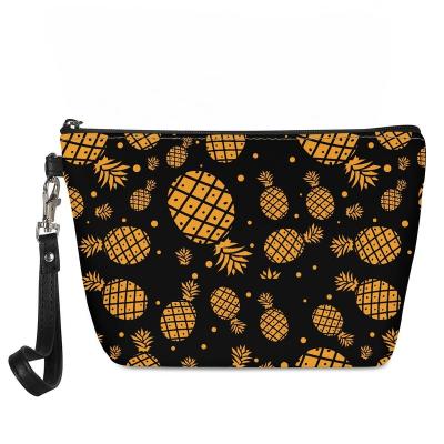 China Eco-friendly Wholesale Waterproof Personalized Travel Storage Bag Colorful Pineapple Pattern Print  Portable Cosmetic Makeup Bags for sale