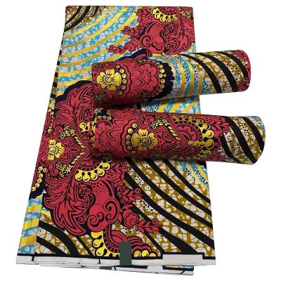 China Anti-Static Ankara Nigerian Wax Print And Red And Yellow Fabric Of Real Java Style African Cotton Fabric 100% Wax Clothing for sale