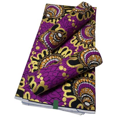 China Anti-static South African Customized Wax Prints Fabric 100% African Cotton Mud Cloth Fabric Purple And Yellow Fabric for sale