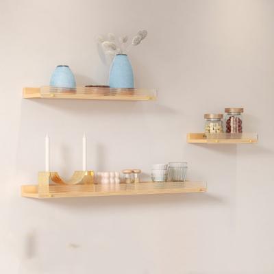 China OEM ODM Picture Modern Simple High Quality Custom Floating Acrylic Ledge Display Wooden Wall Shelf for sale