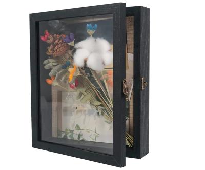 China Wedding Stub Keepsakes Black Large Magnetic Memorial Door Display Cases Military Jersey Pet Ticket Wood Shade Frames Box Custom Size Accepted for sale