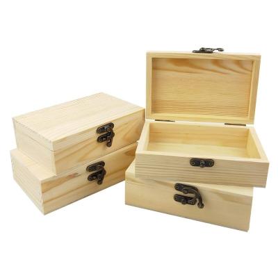 China USA Lids Factory Custom Large Jewelry Unfinished Hinged Wooden Toy Opens DIY Wooden Box for sale