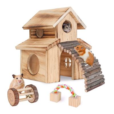 China 2023 Hot Sale Activity Toy Hideouts Rat Playground Platform Nautical Wooden Ladders Bridge Hamster Rooms for sale