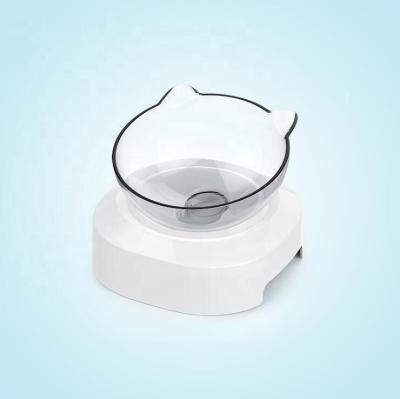 China Sustainable Transparent Cat-ear Design Pet Water Food Feeder With Neck Pad Base for sale