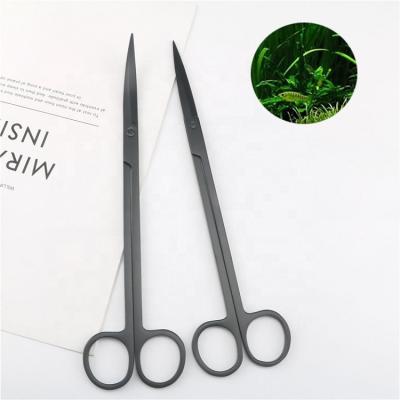 China Stainless Steel Viable Black 25cm Aquascape Aquarium Plants Plant Scissors for sale