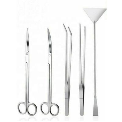 China Viable Stainless Steel 5 in 1 Scissor Tweezers Spatula Aquarium Plant Aquascape Tools Kit for sale