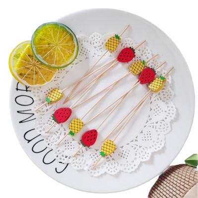 China Disposable BBQ Party Use Disposable Bamboo Knot Pick Loop Skewer Cute Flower Pick for sale