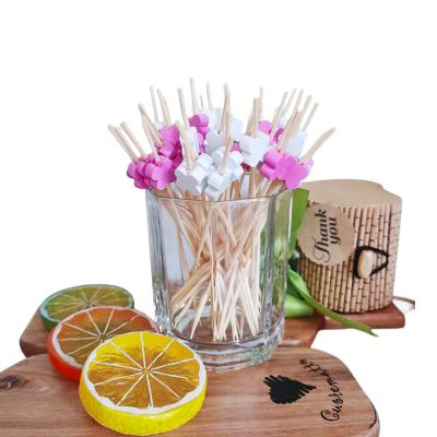 China Disposable Bamboo Paddle Picks Skewers Toothpicks Bbq Skewers Bamboo Grill Stick with Different Decoration for sale