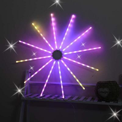 China DIY Fan Shape Fairy Lights Color Dynamic Dreamy Ceiling Star Explosive Fireworks Lights Music Voice Control Wedding Party Patio Garden for sale