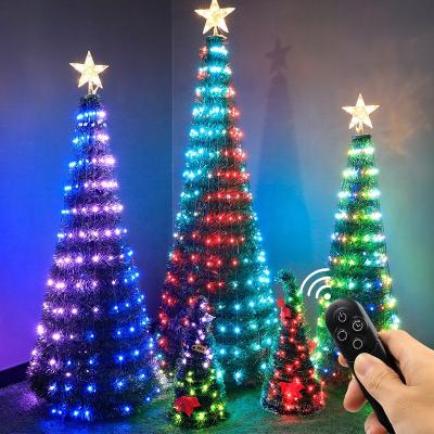 China Indoor Outdoor Decoration Star Topper Led Pixel App Control RGB Smart Artificial Christmas Tree Lights For Home Decaration for sale