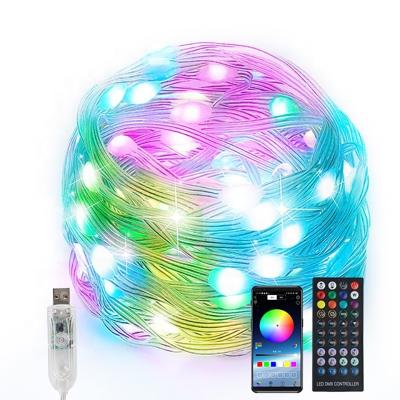 China Indoor Outdoor Remote Control Christmas Tree String Lights Vibrant Colors Decoration APP LED Decoration for Wedding Event Walkway Patio Lamp Luz del Cable for sale