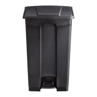 China Sustainable Plastic Step-On Trash Can Black, Hands-Free Disposal, 23-Gallon Capacity Pedal Bin for sale