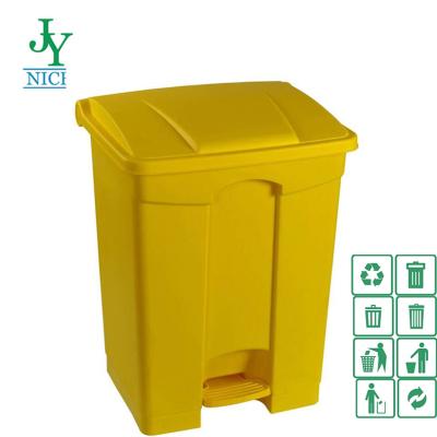 China 120 Liter Sustainable Plastic Wheelie Trash Can With Lid Foot Pedal Waste Bin 68L 87L Tall Factory Biohazard Bin for sale