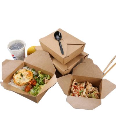 China Custom Logo Design Eco - Friendly Printing Kraft Paper Takeaway Container Disposable Delivery To Go Lunch Fast Food Take Out Packaging Boxes for sale