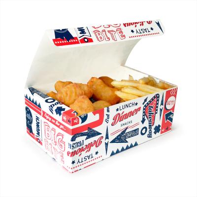 China Recyclable Custom Fried Chicken Wings Nuggets Wings Auto Lock Fast Food Folding Cardboard Paper Container Packaging Disposable Bottom Boxes for sale