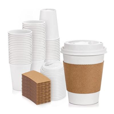 China Drinks Take Out Custom Printing With Logo Corrugated Kraft Paper Disposable Takeaway Beverage Coffee Mug Heat Insulated Hot Sleeves for sale