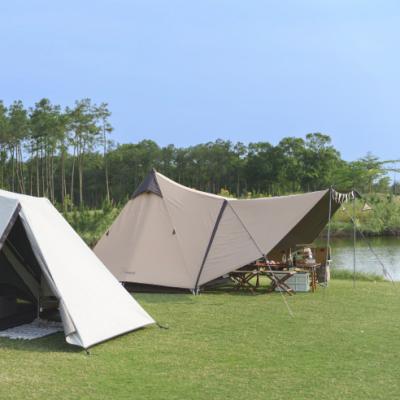 China Bell Tent Diagonal Tying Type Waterproof Canvas Large Family Camp Four Seasons Hunting Tent for sale