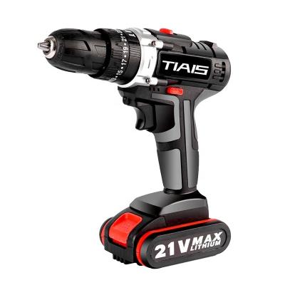 China TIAIS 21V speed rechargeable cordless drill T8012 high quality variable speed lithium battery portable cordless multifunctional drill for sale