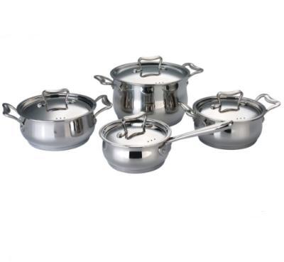 China Factory Sustainable Wholesale Set Stainless Steel 8 Without Color Coating Cookware Set for sale