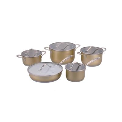 China Color Painting Stainless Steel Cookware Set Viable Pot And Pan Induction Cooker for sale