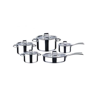 China Durable Industrial Stainless Steel Cast Steel Without Coating Cookware Set Pot Set Frying Pan Cookware Set for sale