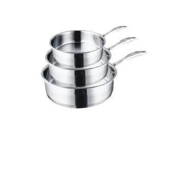 China Sustainable High Quality 3 Pcs China Stainless Steel Frying Pan Cooking Pan Set for sale