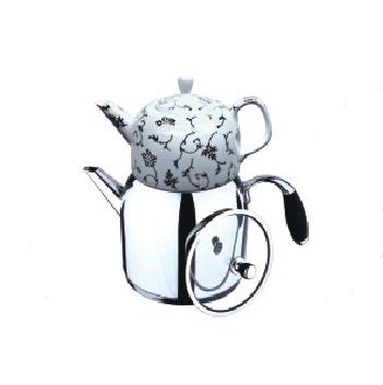 China Sustainable porcelain teapot with stainless steel pot kettles for sale