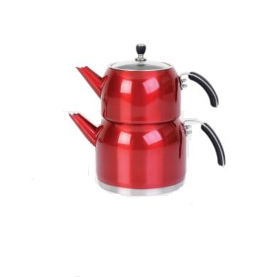 China 2020 Sustainable New Arrival Glass Tea Set Portable Teapot With Red Coating for sale