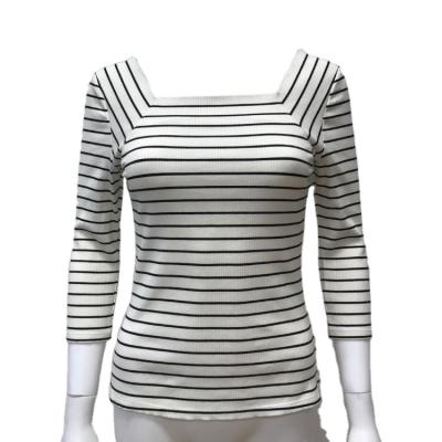 China Breathable Casual Fashion Long Sleeve All-Matching Women's Striped T-Shirt for sale