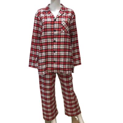 China Caroset High Quality QUICK DRY Women's Flannel Grid Lingerie Sleepwear Set Pajama Sleepwear for sale