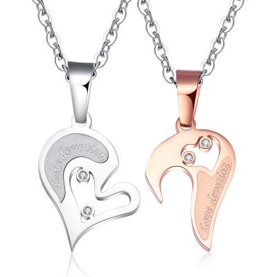 China Jessy Fashion 2021 New Designer Classic Style Lover Heart Couples Necklace TRENDY Jewelry Stainless Steel Necklace for sale