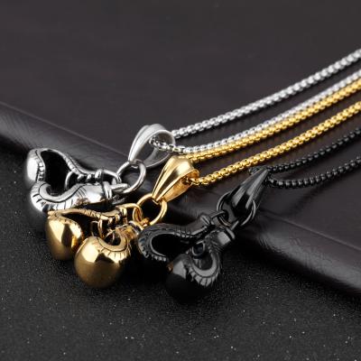 China Jessy Fashion 2021 New Designer Men's Classic Hip Hop Boxer Box Necklace Jewelry Stainless Steel TRENDY Necklace for sale