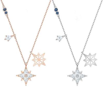 China Jessy Jewelry CLASSIQUE 2021 Women Girls Fashion High-quanlity Ribbon Necklace Pendants Snow and Star Crystal Necklace for Women Girls for sale