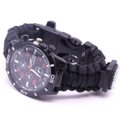 China Multifunctional Outdoor Camping Hotsale Speed ​​Fire Starter Paracord Survival Watch with Compass for sale