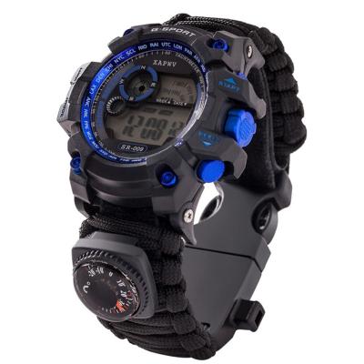 China Multifunctional Outdoor Camping Survival Paracord Watch Glow In The Dark Adjustable Watch for sale