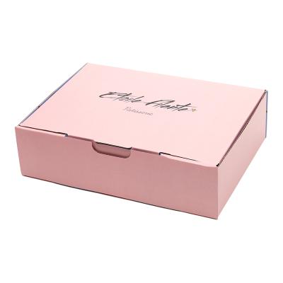 China Recyclable Gift Box Logo Printed Pink Custom Corrugated Cardboard Shipping Printed Pink Paper Packaging Box for sale